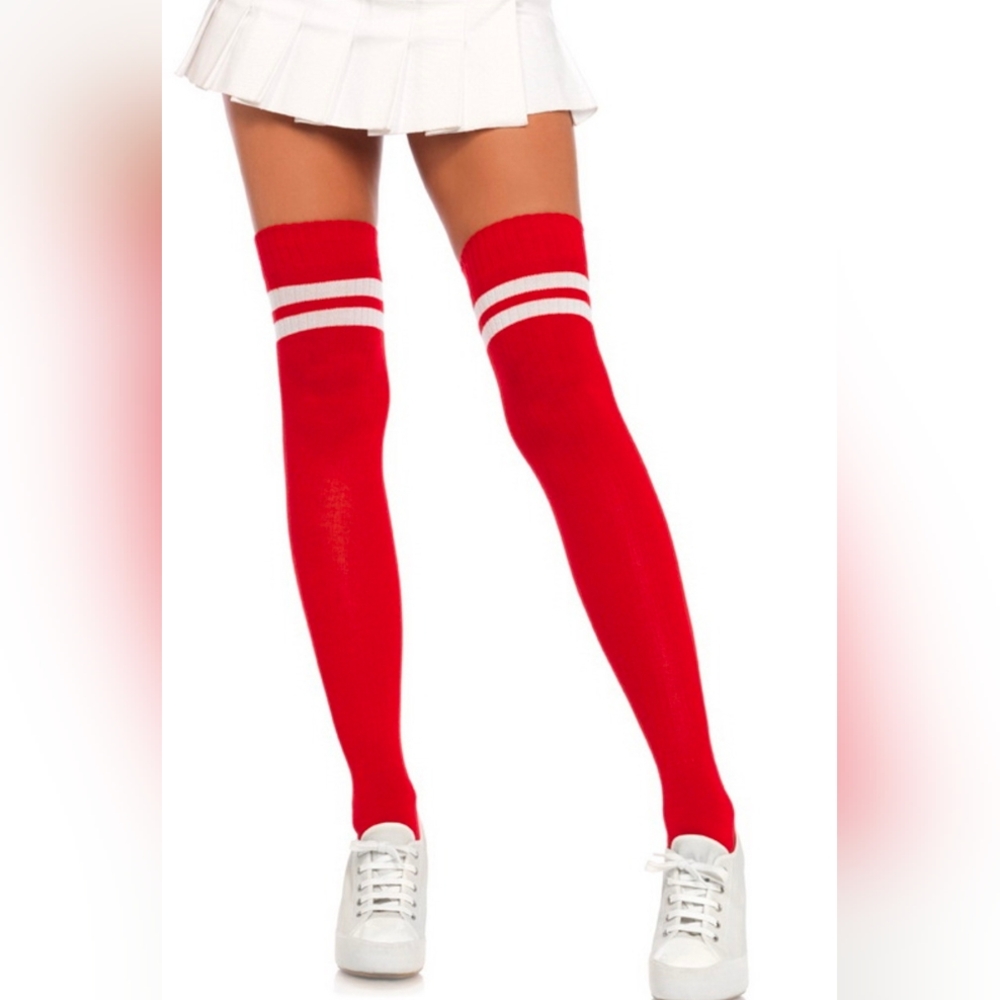 Leg Avenue Red Athletic Thigh High Socks